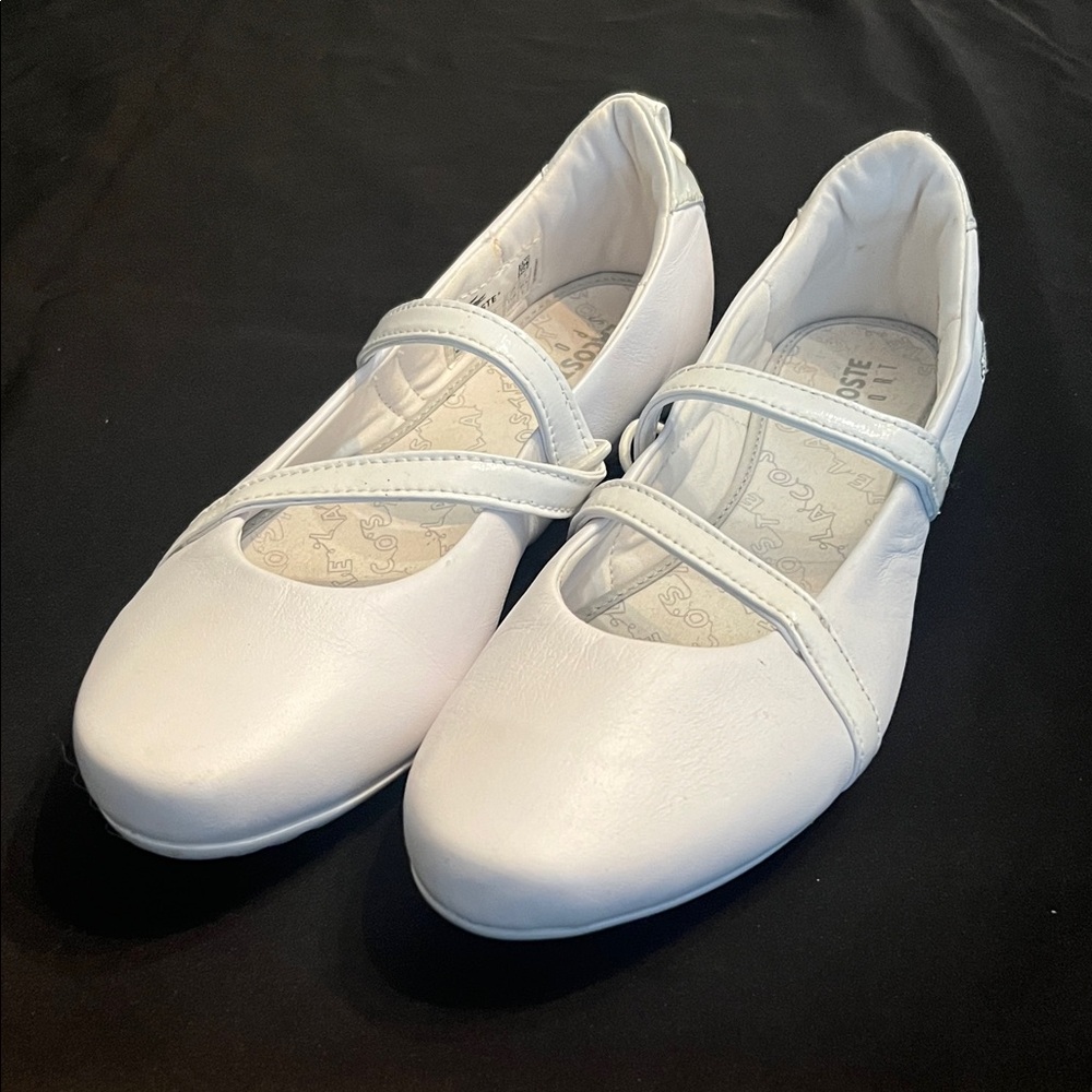 Lacoste White Leather Flats
